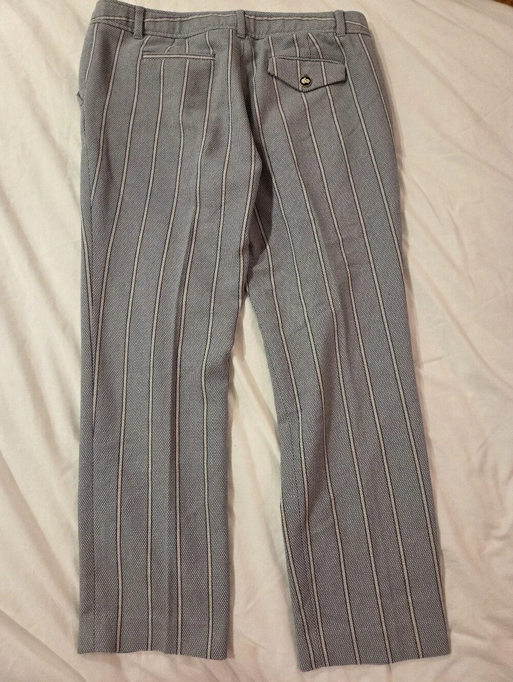 Tory Burch Green And Cream Cropped Ankle Trouser Sz 8 Woven Luxury Designer